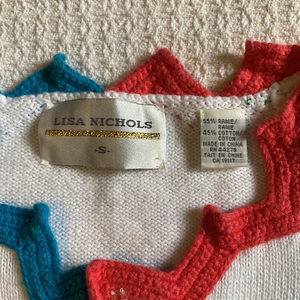 Vintage Lisa Nichols Colorful Zigzag Sweater Size Small - Picture 6 of 9